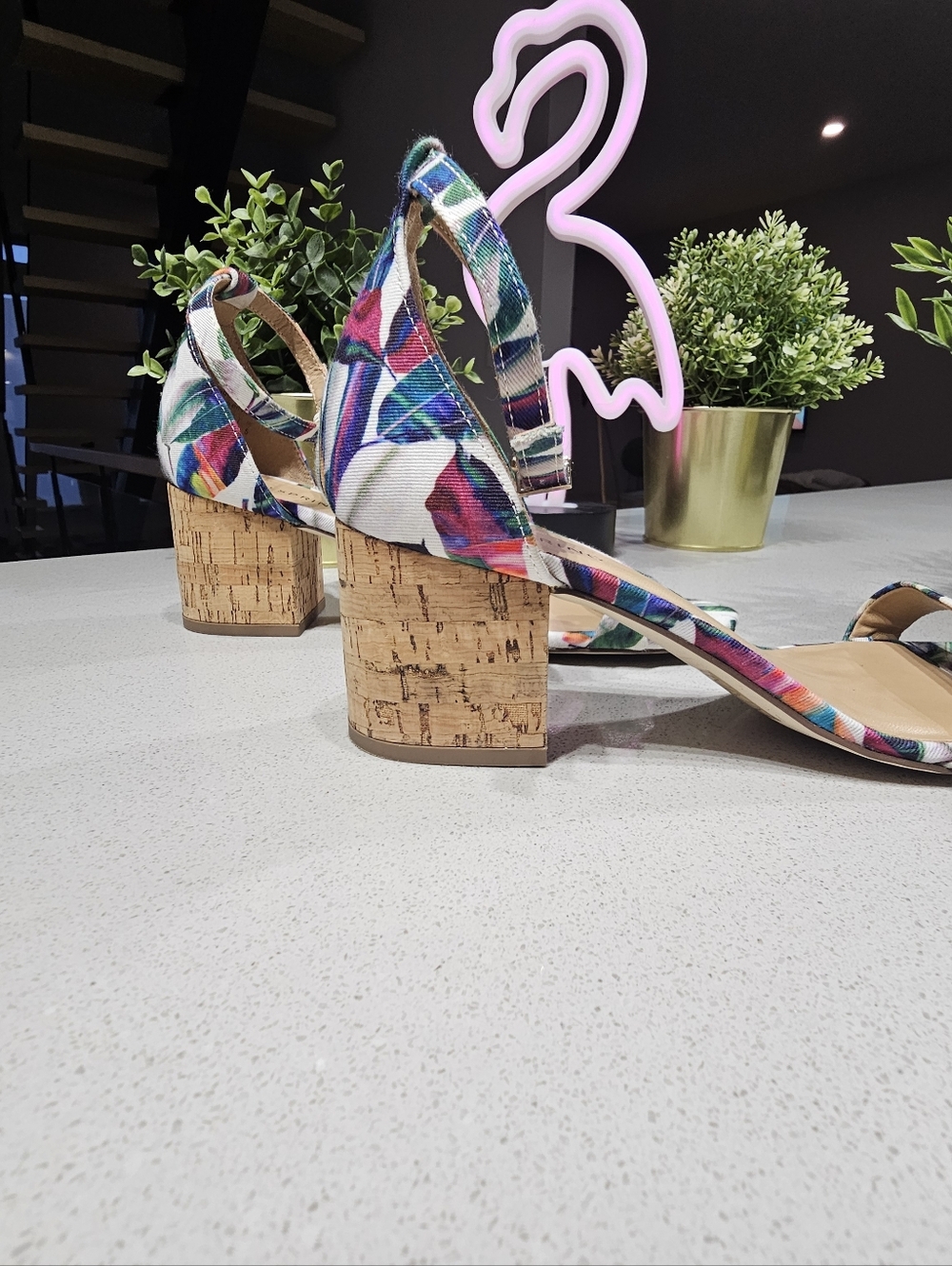 Call It Spring Multicolor Floral Cork Block Heel Sandals - Picture 3 of 6